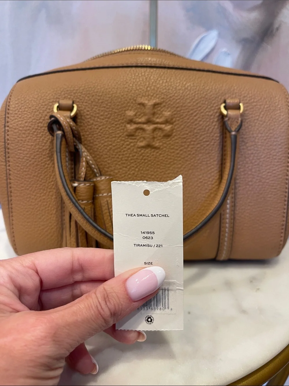 NWT Tory Burch Thea Pebbled Leather Satchel with Tassels - Picture 8 of 8